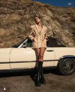 The Mannei Khazali Tailored Leather Blazer Beige Size 8  for rent on The Volte - image 10