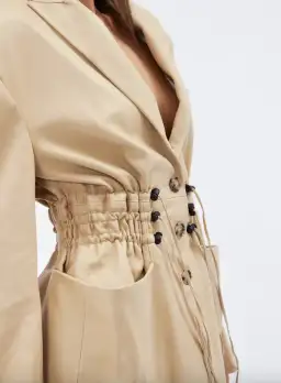 The Mannei Khazali Tailored Leather Blazer Beige Size 8  for rent on The Volte - image 7