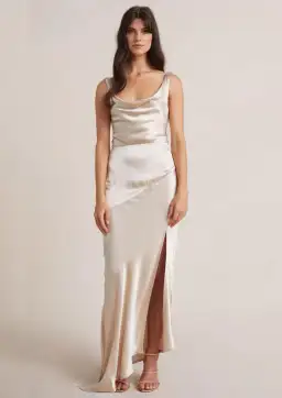 Bec & Bridge Moon Dance Cowl Dress Sand Size 8