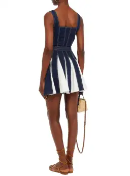 Leo and Lin Belted Two-Tone Linen and Cotton-Blend Mini Dress Multi Size AU 10 for rent on The Volte - image 2