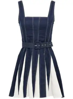 Leo and Lin Belted Two-Tone Linen and Cotton-Blend Mini Dress Multi Size AU 10 for rent on The Volte - image 3