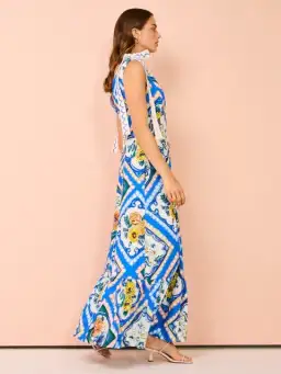 By Nicola - Adoncia Tie Shoulder Maxi Dress In Azure Floral - Size 12 for rent on The Volte - image 4
