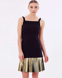By Johnny Foil Fringe Layers Dress Black Gold Size 8 for rent on The Volte - image 1