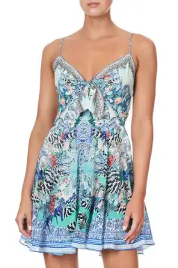 Camilla  Wings Of Luxor  Short Dress With Tie Front Print Size 8
