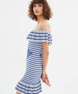 Rebecca Vallance Corsica Mini Dress Blue Stripe Size AU 10 for rent on The Volte - image 2