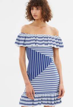 Rebecca Vallance Corsica Mini Dress Blue Stripe Size AU 10 for rent on The Volte - image 1