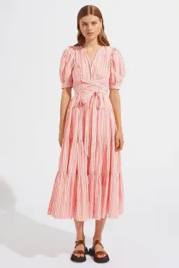 Steele Nectar Maeve Dress Pink Stripes Print Size S for rent on The Volte - image 1