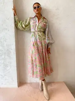 Alemais Marta Patchwork Shirt Dress Print Size 12