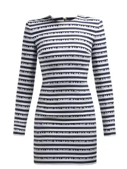 Balmain Mini Striped Jacquard Logo Dress Print Size 38 / AU 8 for rent on The Volte - image 3