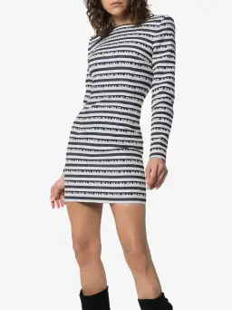 Balmain Mini Striped Jacquard Logo Dress Print Size 38 / AU 8 for rent on The Volte - image 2
