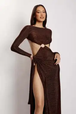 Meshki Christina Gown Brown Size 8  for rent on The Volte - image 2