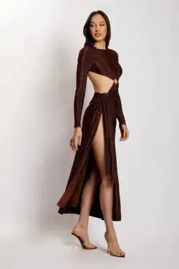 Meshki Christina Gown Brown Size 8  for rent on The Volte - image 1