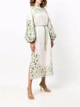 Zimmermann Teddy Floral Midi Dress Cream/Green Size 2 for rent on The Volte - image 2