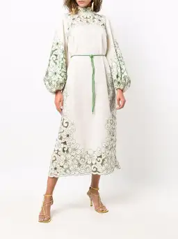 Zimmermann Teddy Floral Midi Dress Cream/Green Size 2 for rent on The Volte - image 1