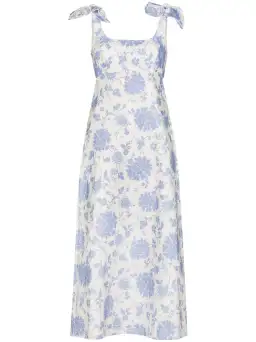 Zimmermann Postcard Tie Shoulder Midi Dress Blue Tonal Floral Size 0 / AU 8  for rent on The Volte - image 4
