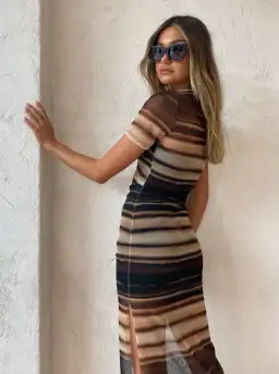 Bec & Bridge - Watercolour Short Sleeve Maxi Dress Print - Size 10 for rent on The Volte - image 4