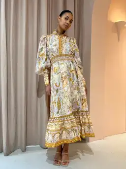 Alemais Solitaire Midi Dress Watercolour Print Size 12