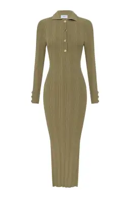 Sheike Rib Polo Dress Green Size 6