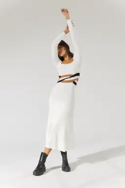 Sovere Inertia Knit Midi Dress White Size 8 for rent on The Volte - image 1