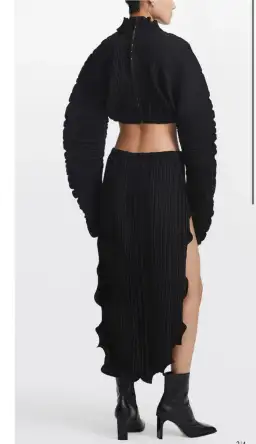 Dion lee Pleated Cocoon LS Top and Skirt Black Size 8 for rent on The Volte - image 3