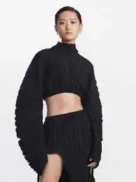 Dion lee Pleated Cocoon LS Top and Skirt Black Size 8 for rent on The Volte - image 2