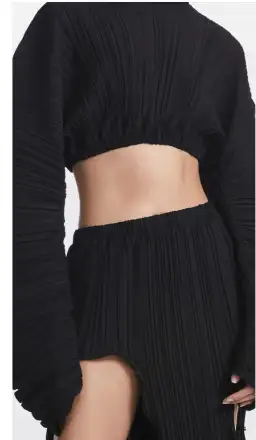 Dion lee Pleated Cocoon LS Top and Skirt Black Size 8 for rent on The Volte - image 4