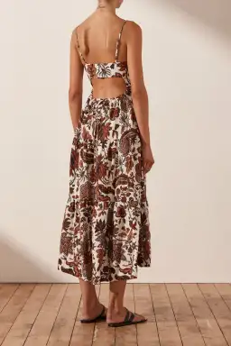 Shona Joy Catalina Lace Up Backless Midi Dress Print Size 8 for rent on The Volte - image 3