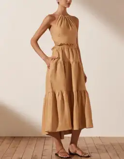 Shona Joy Aria Backless Midi Dress Ginger Size 8 for rent on The Volte - image 1