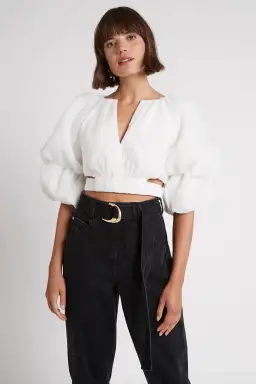 Aje Impression Cropped Tie Top White Size 8 for rent on The Volte - image 2