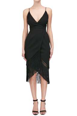 NICHOLAS - Fringe Crepe Wrap Cami Dress