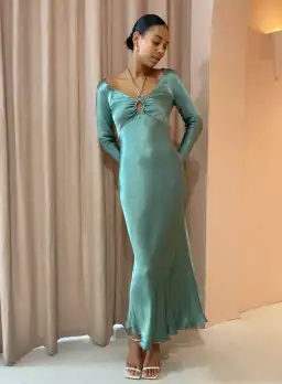 Bec & Bridge Malyka Long Sleeve Maxi Dress | Moss Green | Size 10 for rent on The Volte - image 7