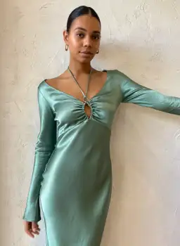 Bec & Bridge Malyka Long Sleeve Maxi Dress | Moss Green | Size 10 for rent on The Volte - image 8
