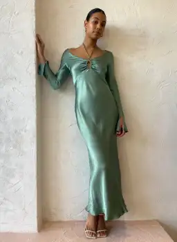Bec & Bridge Malyka Long Sleeve Maxi Dress | Moss Green | Size 10 for rent on The Volte - image 2
