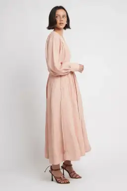 Aje Aurora Belted Midi Dress in Blush Size 12 for rent on The Volte - image 2