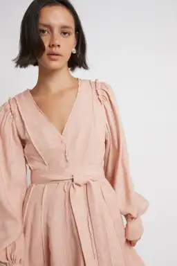 Aje Aurora Belted Midi Dress in Blush Size 12 for rent on The Volte - image 3