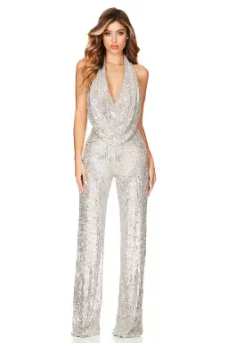 Nookie Fantasy Sequin Jumpsuit Silver Size 6