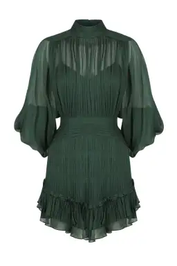 Shona Joy Leonie Long Sleeve Ruched Mini Dress Rosemary Green Size 10  for rent on The Volte - image 6