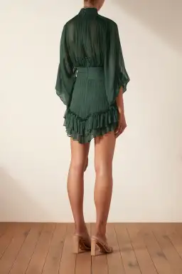 Shona Joy Leonie Long Sleeve Ruched Mini Dress Rosemary Green Size 10  for rent on The Volte - image 3