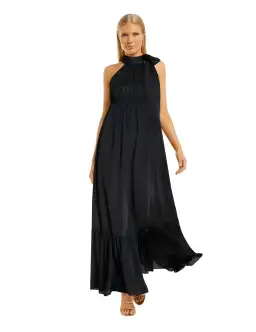 Zimmermann Tie Neck Gathered Dress Black Size 1 / Au 10