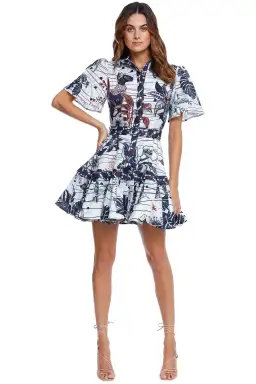Leo Lin La Casa Linen Mini Dress Print Size 8 for rent on The Volte - image 1