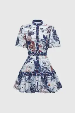 Leo Lin La Casa Linen Mini Dress Print Size 8 for rent on The Volte - image 4