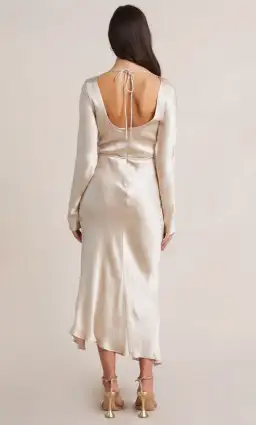 Bec & Bridge Moon Dance Long Sleeve Midi Dress Sand Size 10 for rent on The Volte - image 4