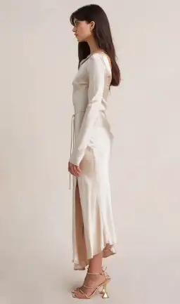 Bec & Bridge Moon Dance Long Sleeve Midi Dress Sand Size 10 for rent on The Volte - image 3