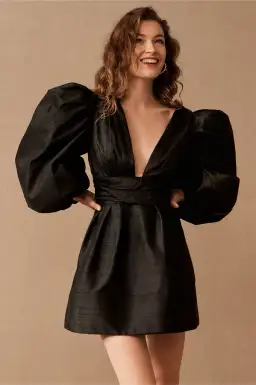 Anthropologie Watters Meringue Silk Mini Dress Black Size 6 for rent on The Volte - image 2