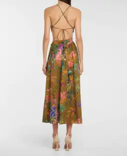 Zimmermann Tropicana Asymmetric Dress Khaki Floral Size 0 for rent on The Volte - image 3