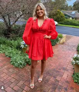 Zimmermann Prima Frill V Neck Mini Dress Tomato Size 3 / AU 14 for rent on The Volte - image 1