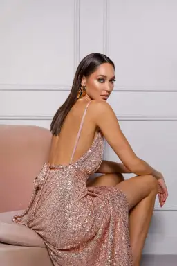 Elle Zeitoune Ronnie Gown Rose Gold Size 12 for rent on The Volte - image 4