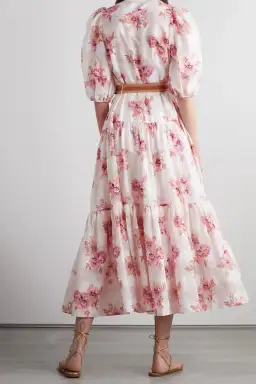 Zimmermann Rosa Belted Floral-Print Cotton and Silk-Blend Jacquard Midi Shirt Dress Size 16 for rent on The Volte - image 2
