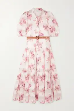 Zimmermann Rosa Belted Floral-Print Cotton and Silk-Blend Jacquard Midi Shirt Dress Size 16 for rent on The Volte - image 3