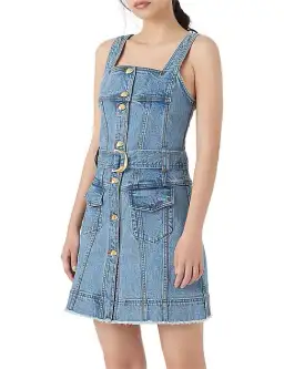 Aje Paperbark Denim Mini Dress Blue Size 4 for rent on The Volte - image 5
